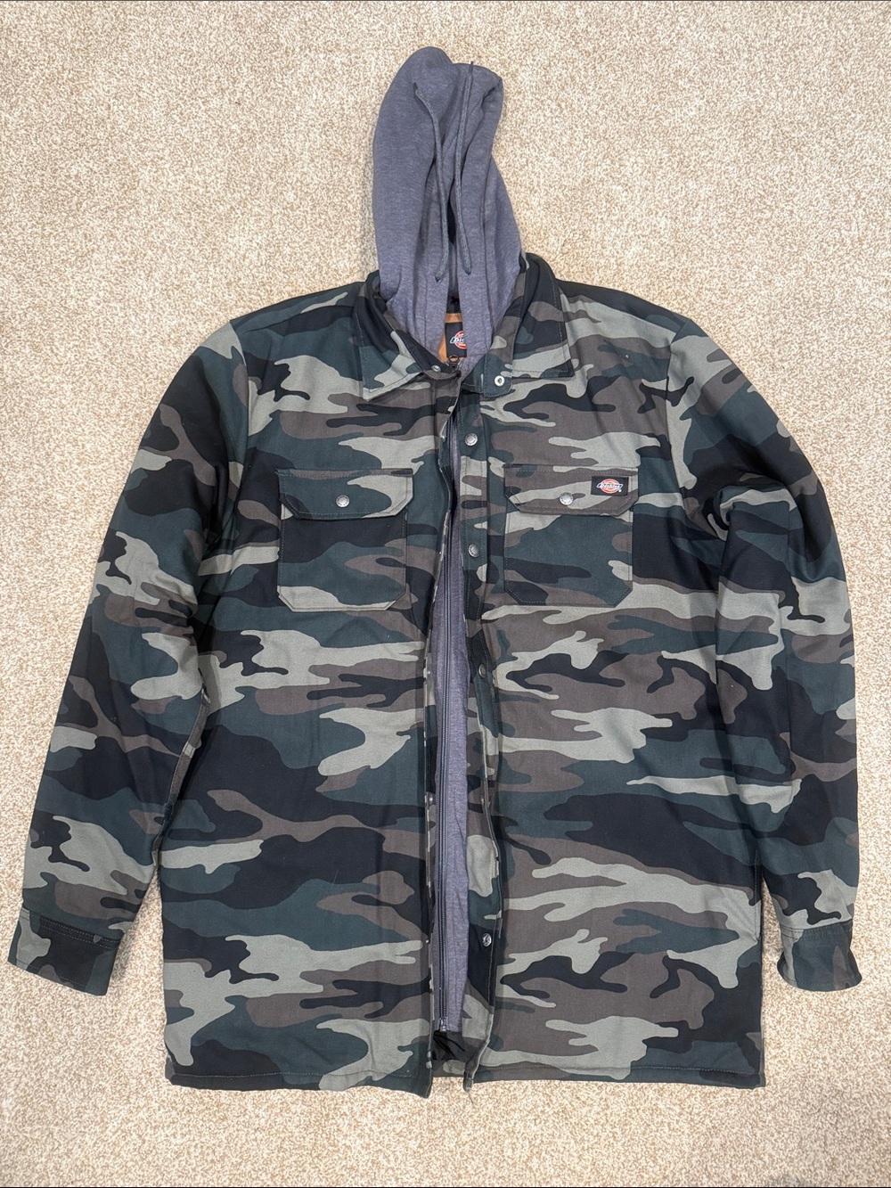 Dickies Camo Field Jacket with Gray Hood